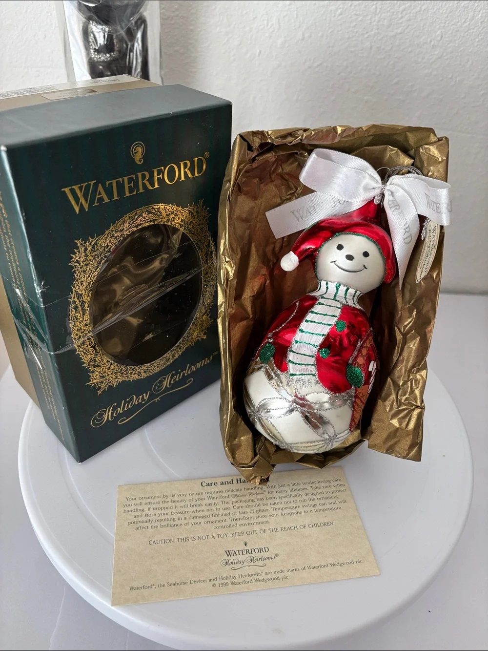 Waterford lismore Lucy Red Snowman - Festive Glass Decoration 1999